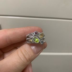 Judith Ripka Silver Ring Size 5 3/4 inch with Stones